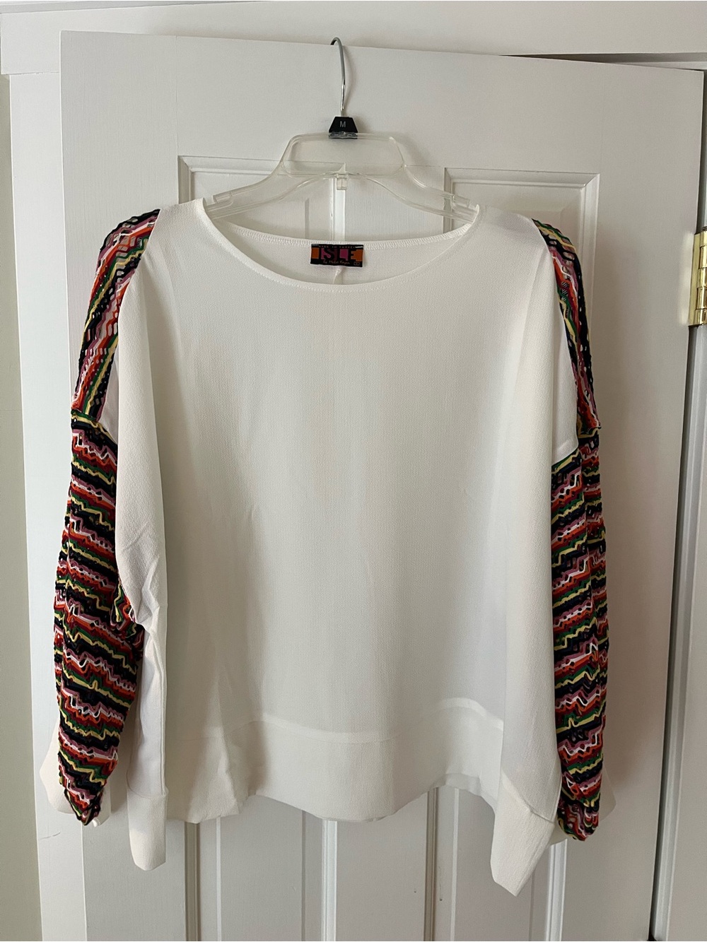 Isle Shirt with colorful pattered sleeves